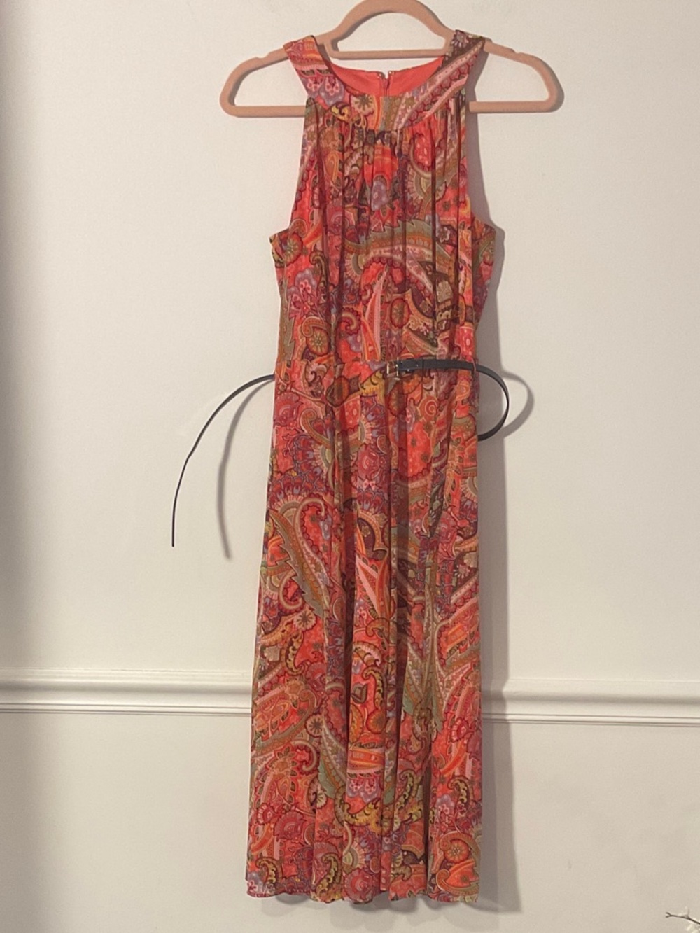 Tommy Hilfiger Red Orange Paisley Maxi Dress